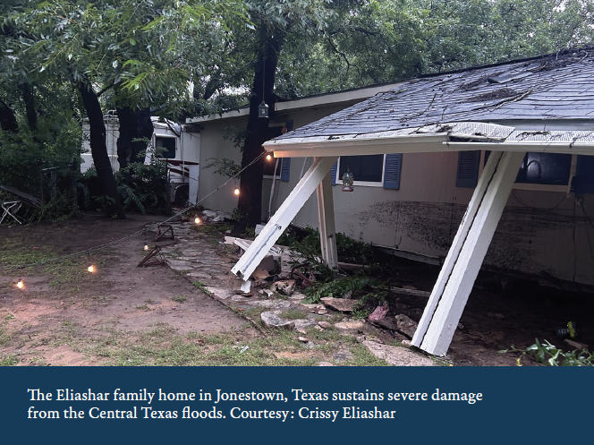 The Eliashar family home in Jonestown, Texas sustains severe damage from the Central Texas floods. Courtesy: Crissy Eliashar